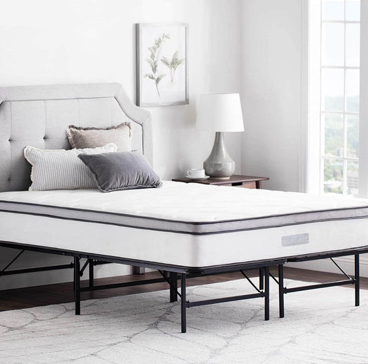 Better than a Boxspring 14 Inch Folding Platform Bed Frame | Platform style folding bed frame replaces box spring and provides quiet, sturdy support. Frame offers 13 inches of clearance for extra storage space under the bed.Assembles in minutes with no to
